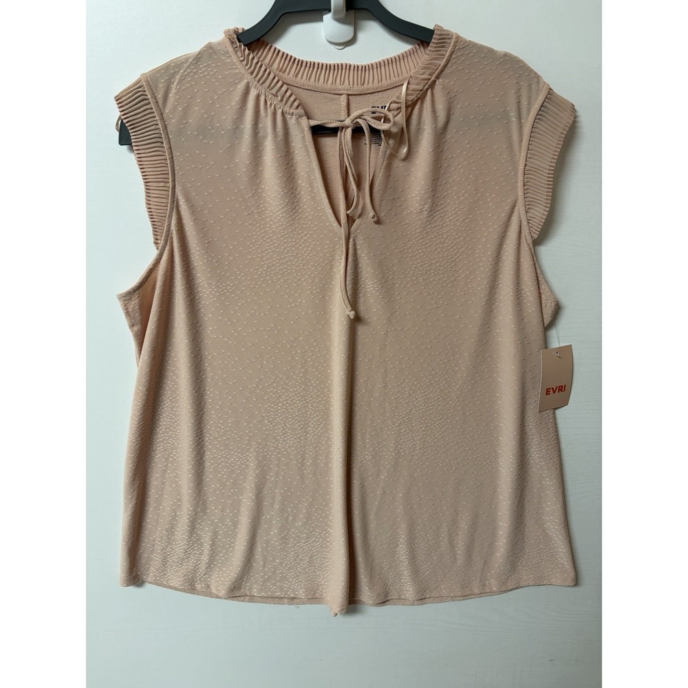 EVRI Blouse Pink Flutter Sleeve Tie Neck Lightweight Size 1X
